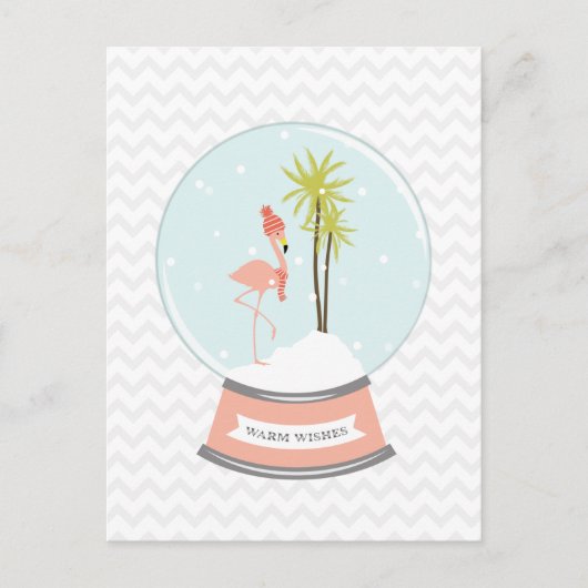 トロピカルアイランドフラミンゴクリスマス – ピンク シーズンポストカード (正面)
