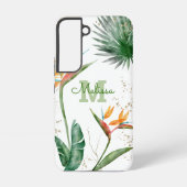 トロピカルアイランドフローラモノグラムスクリプトホワイト金ゴールド SAMSUNG GALAXYケース (裏面)
