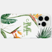 トロピカルアイランドフローラモノグラムスクリプト金ゴールドホワイト Case-Mate iPhoneケース (裏面 (横))