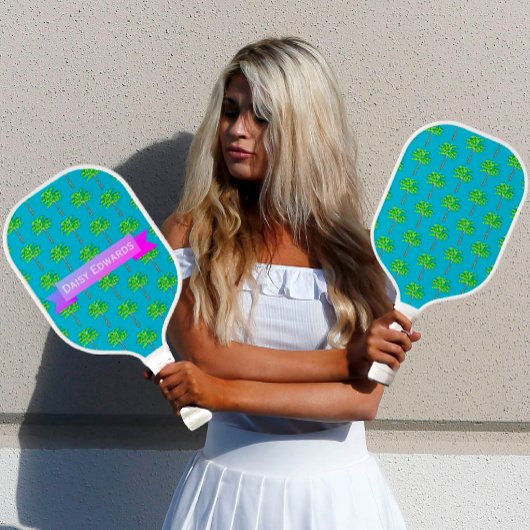 トロピカルアイランドブルーパームツリーピックボールパドル ピックルボールラケット