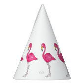 トロピカルアイランドホットピンクフラミンゴバードプリントパーティー パーティーハット (左)
