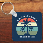 トロピカルアイランドホームパームツリービーチハウスカスタム キーホルダー (正面)
