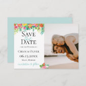 トロピカルアイランドボタニカル写真 Save The Date 案内状 (正面/裏面)