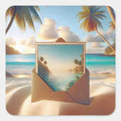 トロピカルアイランドポストカード(封筒) スクエアシール (正面)