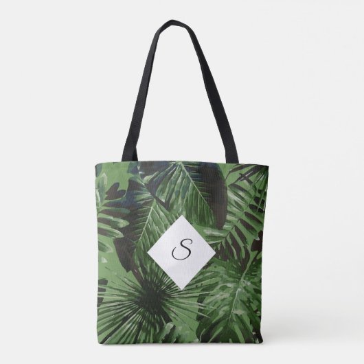 トロピカルアイランドリーフモノグラム(お名前のイニシャル入り) トートバッグ (裏面)