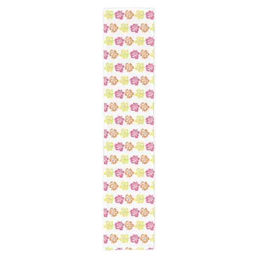 トロピカルアイランドルアウ(ハワイ式宴会)ピンクハワイアンハイビスカスフローラ ショートテーブルランナー (正面)