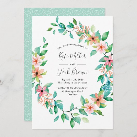 トロピカルアイランドルアウ（ハワイ式宴会）婚約パーティ招待 招待状 (正面/裏面)