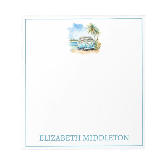 トロピカルアイランドレトロブルーバス ノートパッド (正面)