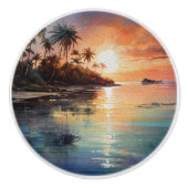トロピカルアイランド海ビーチサンセット セラミックノブ (正面)