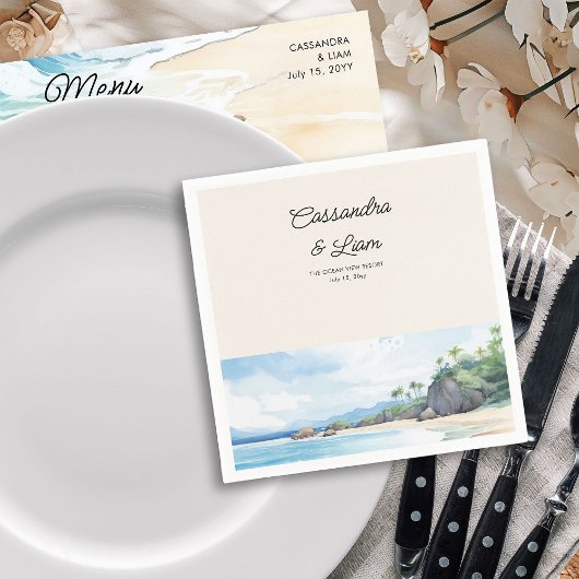 トロピカルアイランド海ビーチ結婚式 スタンダードカクテルナプキン