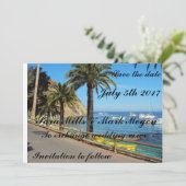トロピカルアイランド結婚をテーマにした発表カード 招待状 (スタンド正面)