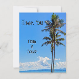 トロピカルアイランド、パームツリー、青い海、ウェディング・・・ サンキューカード