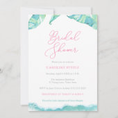 トロピカルアイランド ブライダルシャワー アクアとフクシア 招待状 (正面)