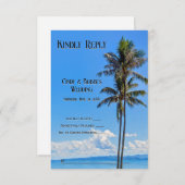 トロピカルアイランド、ヤシの木、ブルーシーズ、RSVP サンキューカード (正面/裏面)