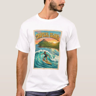トロピカルアイランド レトロデザイン Tシャツ