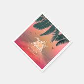 トロピカルアイルサンライズカップルのシャワーピンクID581 スタンダードカクテルナプキン (角)