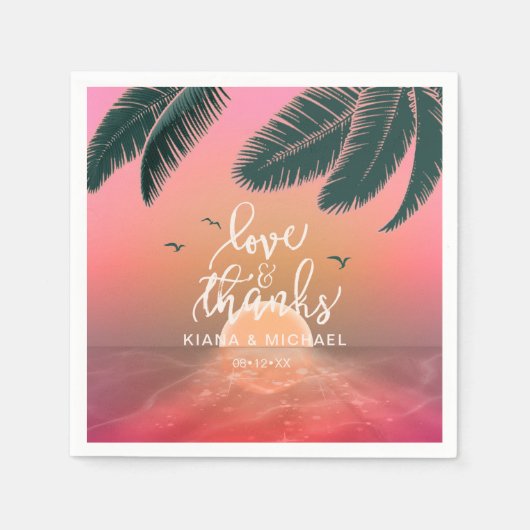 トロピカルアイルサンライズラブ感謝していとピンクID581 スタンダードカクテルナプキン (正面)