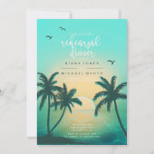 トロピカルアイルサンライズリハーサルディナーティール（緑がかった色）ID581 招待状 (正面)