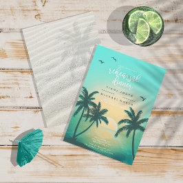 トロピカルアイルサンライズリハーサルディナーティール(緑がかった色)ID581 招待状