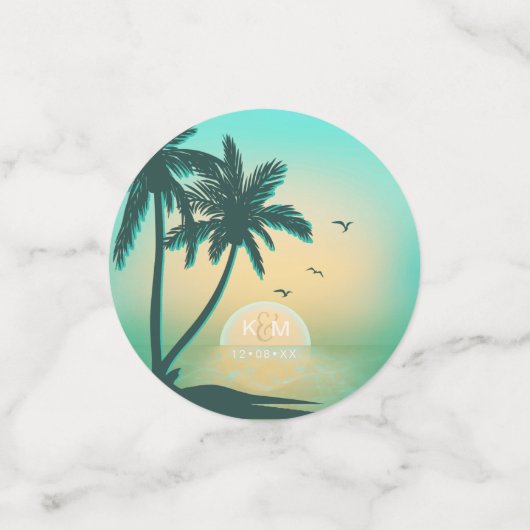 トロピカルアイルサンライズ結婚のティール（緑がかった色）ID581 コンフェッティ (スモール正面)