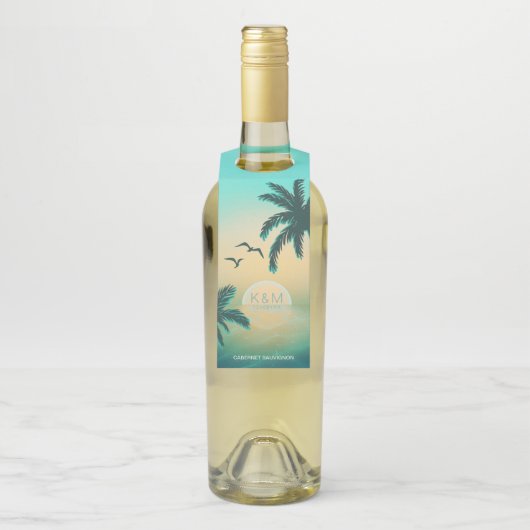 トロピカルアイルサンライズ結婚のティール(緑がかった色)ID581 ボトルネックタグ (ボトル)