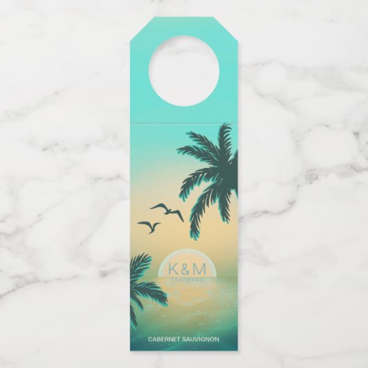 トロピカルアイルサンライズ結婚のティール(緑がかった色)ID581 ボトルネックタグ (正面)