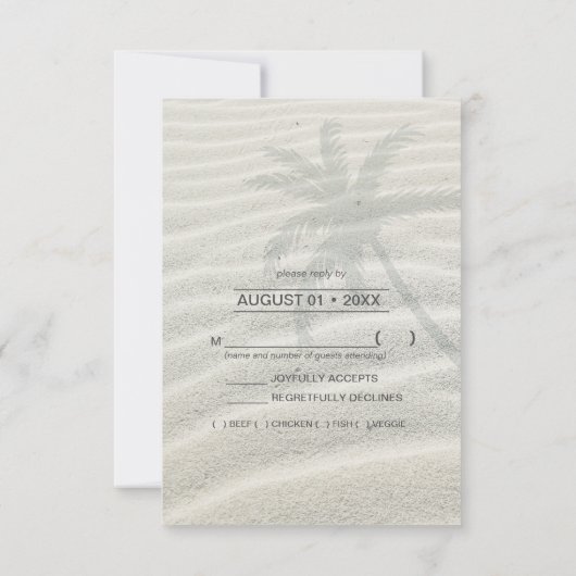 トロピカルアイルサンライズ結婚のティール（緑がかった色）ID581 RSVPカード (裏面)