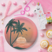 トロピカルアイルサンライズ結婚ズピンクID581 ペーパープレート (パーティー)