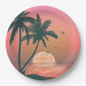 トロピカルアイルサンライズ結婚ズピンクID581 ペーパープレート (正面)