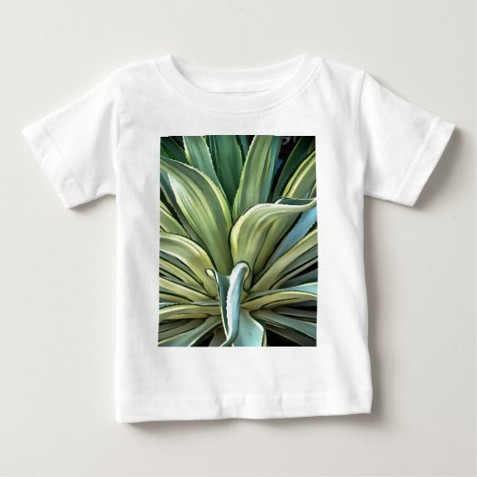 トロピカルアガベ現実主義アート ベビーTシャツ (正面)