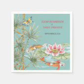 トロピカルアクアコイ竹フローラチノワセリーカスタム スタンダードカクテルナプキン (正面)