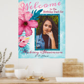 トロピカルアクアピンク誕生日ウェルカムポスター ポスター (キッチン)