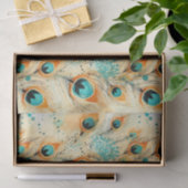 トロピカルアクアピーチオレンジピーコックフェザー 薄葉紙 (ギフト)