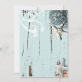 トロピカルアクアブルーシーシェルビーチ誕生日パーティー 招待状 (裏面)