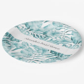 トロピカルアクアブルー離れフローラブライダルシャワー ペーパープレート (アングル)