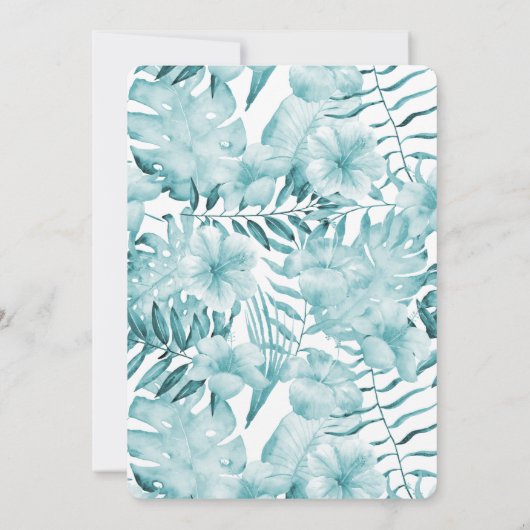 トロピカルアクアブルー離れフローラ誕生日 招待状 (裏面)