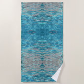 トロピカルアクアブルー&コーラルボホシック ビーチタオル (正面)