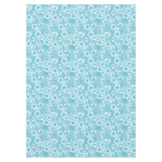 トロピカルアクアホワイトオーランズハイビスカスフローラ テーブルクロス (正面)