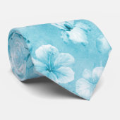 トロピカルアクアホワイトオーランズハイビスカスフローラ ネクタイ (ロール)