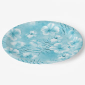 トロピカルアクアホワイトオーランズハイビスカスフローラ ペーパープレート (アングル)