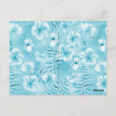 トロピカルアクアホワイトオーランズハイビスカスフローラ ポストカード (裏面)