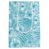 トロピカルアクアホワイトオーランズハイビスカスフローラ ミディアムペーパーバッグ (裏面)