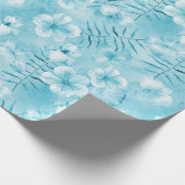 トロピカルアクアホワイトオーランズハイビスカスフローラ ラッピングペーパー (角)