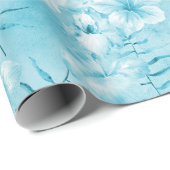 トロピカルアクアホワイトオーランズハイビスカスフローラ ラッピングペーパー (ロールコーナー)