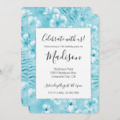 トロピカルアクアホワイトオーランズハイビスカスフローラ 招待状 (正面/裏面)