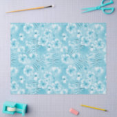 トロピカルアクアホワイトランハイビスカスフローラ 薄葉紙 (クラフト)