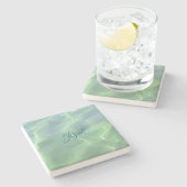 トロピカルアクアマリンイニシャル ストーンコースター (横)