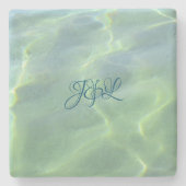 トロピカルアクアマリンイニシャル ストーンコースター (正面)