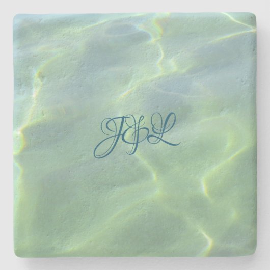トロピカルアクアマリンイニシャル ストーンコースター (正面)