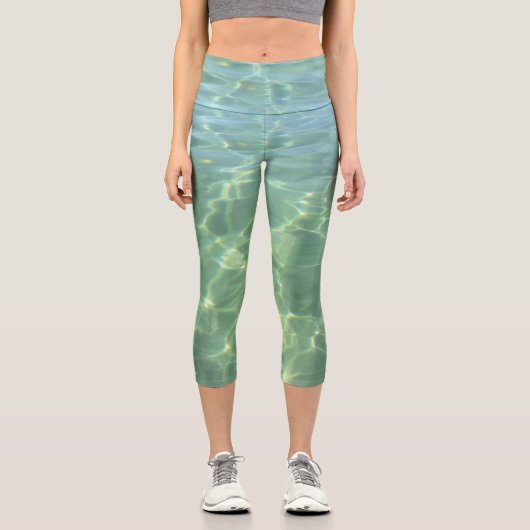 トロピカルアクアマリンブルーウォーターパステル カプリレギンス (正面)